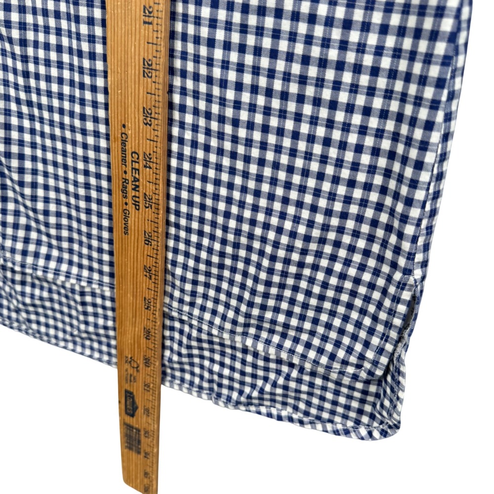 Tyler Boe Button Down Tunic Women L Blue White Gingham Preppy High Low Old Money - Picture 9 of 12